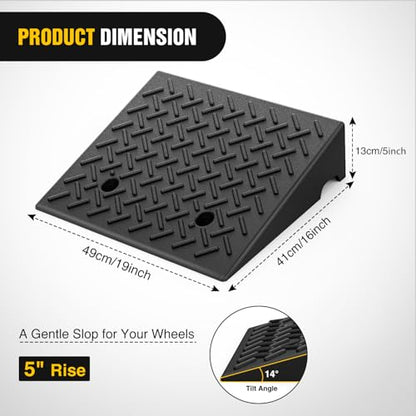 Nilight Rubber Curb Ramps, 5 Inches Rise Height Heavy Duty Rubber Threshold Ramp, Portable Driveway Ramps for Cars Wheelchairs Scooter Lawn Mower, 7000lbs Load Capacity, 2 Pack - size: 5" Rise