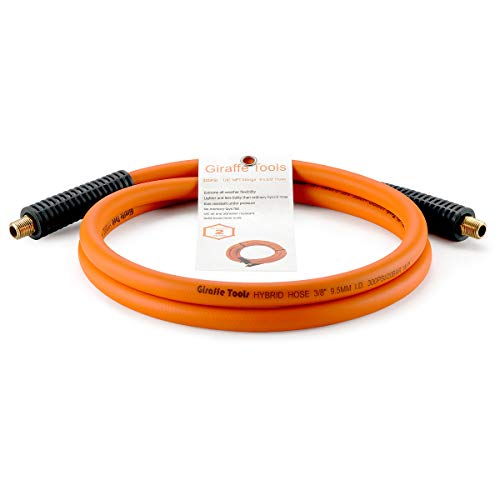Giraffe Tools Hybrid Lead-in Air Hose, 3/8 inch x 6 ft, 1/4 in. MNPT Fittings, 300 PSI Heavy Duty, Lightweight Air Compressor Hose Short - size: 3/8 inch x 6 feet