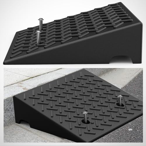 Nilight Rubber Curb Ramps, 3.9 inches Rise Height Heavy Duty Rubber Threshold Ramp, Portable Driveway Ramps for Cars Wheelchairs Scooter Lawn Mower, 7000lbs Load Capacity, 2 Pack - size: 3.9" Rise