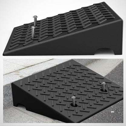 Nilight Rubber Curb Ramps, 4.7" Rise Height Heavy Duty Rubber Threshold Ramp, Portable Driveway Ramps for Cars Wheelchairs Scooter Lawn Mower, 7000lbs Load Capacity, 2 Pack, Black - size: 4.7" Rise