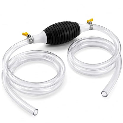 Multifunctional Liquid Siphon Pump, Manual Hand Pump for Gasoline Diesel Water, Double Stop Valve Leak-Free Transfer, Oil Extractor with Hose for Car Motorcycle Boat (3.3-Feet Hose)