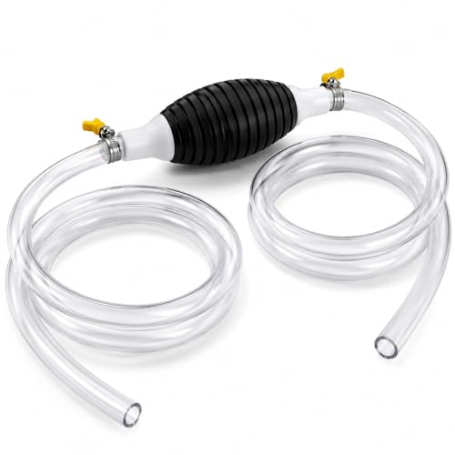 Multifunctional Liquid Siphon Pump, Manual Hand Pump for Gasoline Diesel Water, Double Stop Valve Leak-Free Transfer, Oil Extractor with Hose for Car Motorcycle Boat (3.3-Feet Hose)
