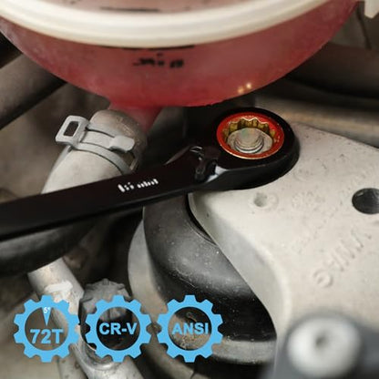 20PCS 72-Tooth Reversible Ratcheting Combination Wrench Set, Metric & SAE, 8mm - 19mm, 5/16" - 3/4", 12 Point, CR-V Steel, With Organizer Box