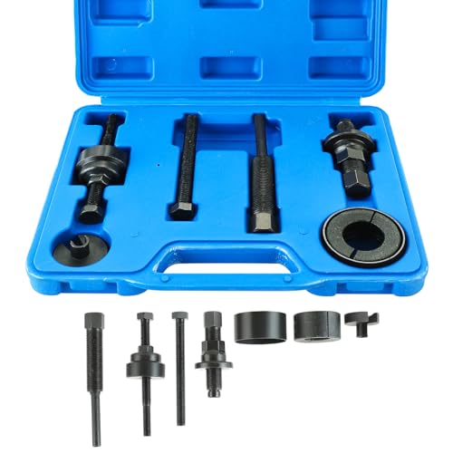 NYXOVA Power Steering Pump Pulley Removal Tool, Power Steering Pulley Puller Installer Tool Set, Pump Pulley Puller Remover and Installer Tools Compatible with Ford (Blue)