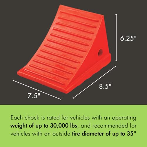Checkers One Large Wheel Chock for 27-35" Tires, Heavy Duty Wheel Chocks for Semi Trucks, Utility, Tractor Trailer, 30k lb Load Capacity, Made in The USA, Polyurethane, UC1700 - style: Single Chock