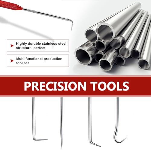 2PCS CarbonSteel Hook Tool and Pick Set, Carbon Steel Rustproof Double-ended Hook Auxiliary Dismantling Tool, O-ring Seal Gasket Mini Precision Puller Remover, Accessories Fit for Most Cars
