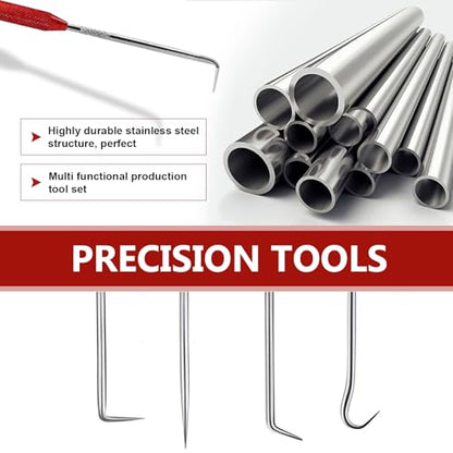 2PCS CarbonSteel Hook Tool and Pick Set, Carbon Steel Rustproof Double-ended Hook Auxiliary Dismantling Tool, O-ring Seal Gasket Mini Precision Puller Remover, Accessories Fit for Most Cars