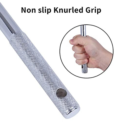 18Inch 1/2 3/8 Breaker Bar 180 Degree Rotatable 1/2 Drive with 1/2 to 3/8 Adapter, Heavy Duty Steel Construction for Breaking Rusted, Stubborn, Stuck Nuts and Bolts