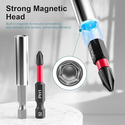 30Pcs Screwdriver Bit Set, S2 Steel Impact Bits | with Magnetic Phillips, Slotted, Torx, Hex & Allen, Storage Case Included, for Electric Drills DIY Woodworking Construction - style: 30Pcs Screwdriver Bits Set