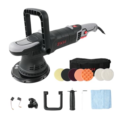 ZKH Buffer Polisher, 6 Inch Car Buffers and Polishers Kit, 21mm Orbit Dual Action Polisher with 1000W Powerful Motor, 4800OPM Buffer Polisher for Car Detailing and Waxing