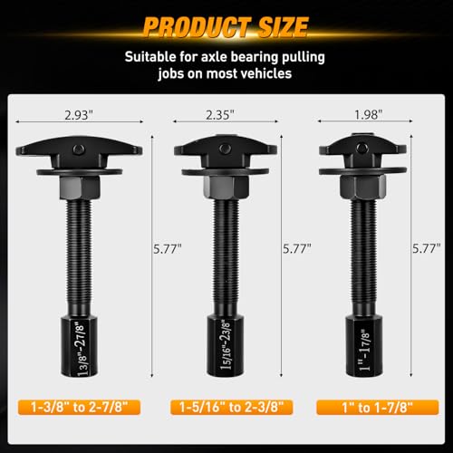 GOOACC 3PCS Rear Axle Bearing Puller Set, Axle Bearing Puller Removal Tool Kit with 3 Sizes 1" to 1-7/8", 1-5/16" to 2-3/8" & 1-3/8" to 2-7/8" Axle Wheel Bearing Removal Tools for Axles Bearings, Blue - color: 3pc Rear Axle Bearing Puller Blue