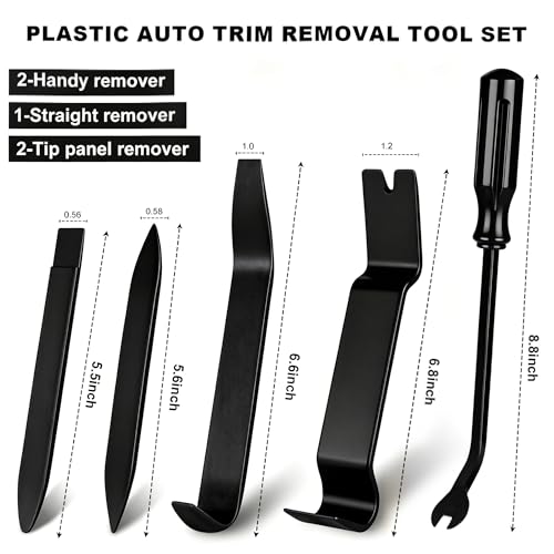 EldHus 5 Pcs Car Trim Removal Tool Kit Upholstery Tools, Auto Clip Removal Pry Tool for Door Dash Dashboard Panel Fastener Remover, Push Pin Puller Body Repair Tools, Black - color: black