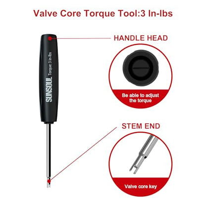 SUNSOUL 102PCS Schrader Tire Valve Cores with 4-Way Valve Core Removal Tool | Easy to Install, Nickel Plated Surface, 100% Leakage Tested, Max 300 PSI, Fits Car, Motorcycle, ATV, RV, Bicycle