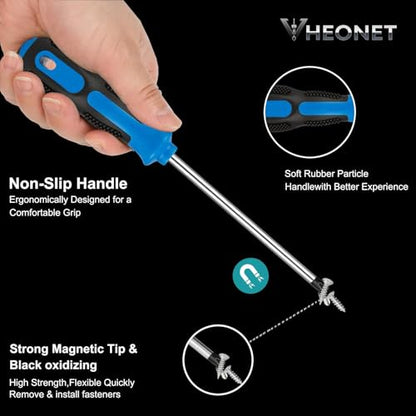 Screwdriver Set : 6-Piece Magnetic Screwdriver Set with 4-in-1 Keychain Tool | Includes Phillips & Flat Head | Non-Slip Grip for DIY & Home Repair | Practical Gift (Blue & Black) - color: Blue/Black