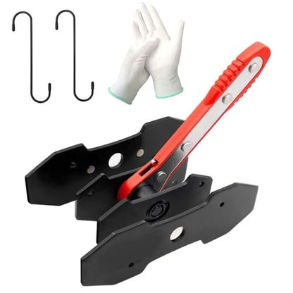 Ratchet Brake Caliper Adjustment Tool,Brake Caliper Press Caliper Piston Spreader Brake Tools,Brake Caliper Piston, Brake Caliper Press Ratchet with 2 Caliper Hooks 2 Steel Plates and Gloves (Red) - color: Red