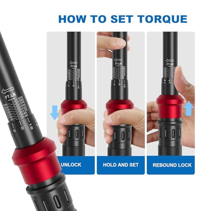 SUERCUP Torque Wrench 1/2-Inch Drive, 40-320Ft.Lb, for Motorcycle & Auto | 4.2-433.6Nm, 72-T Dual-Direction, ±3% Accuracy, Click Alert, for Car Lug Nuts, Engine, Suspension, Moto & Machinery Bolt - size: 1/2" 40-320FT.LB/54.2-433.6N.m