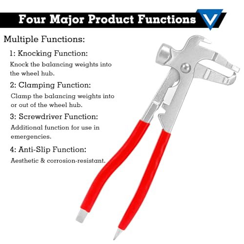 Car Wheel Balancing Weight Plier Hammer Tool, Wheel Weight Removal Tool for Repair Remover Tire