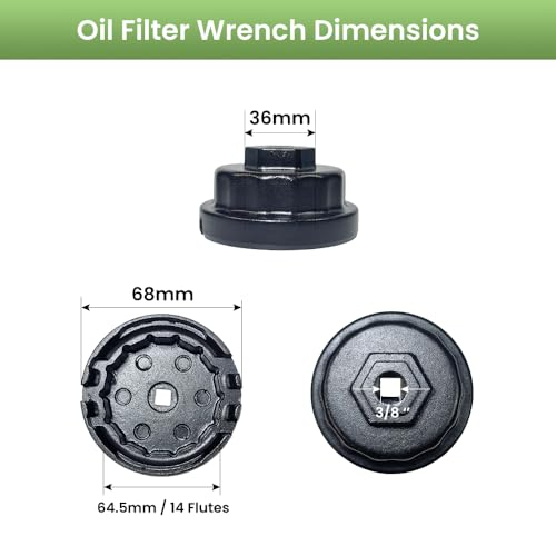 64mm Oil Filter Wrench with 04152-yzza1 Oil Filter Change Kit for Toyota,Tacoma,Camry,Tundra,Highlander,RAV4. Fits 2.5-5.7L Engines, Filter Removal Tool Set with Oil Drain Plug & Gasket for Lexus.
