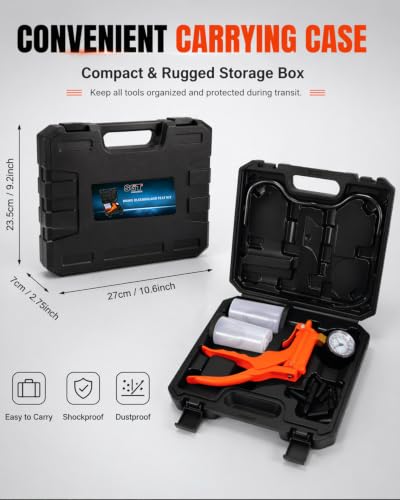 SGT 2 in 1 Brake Bleeder Kit,Brake Bleeding Kit with Hand Vacuum Pump and Adapters,for Brake Fluid Power Steering Fluid More,Vacuum Brake Bleeder Pump with Case & Gloves
