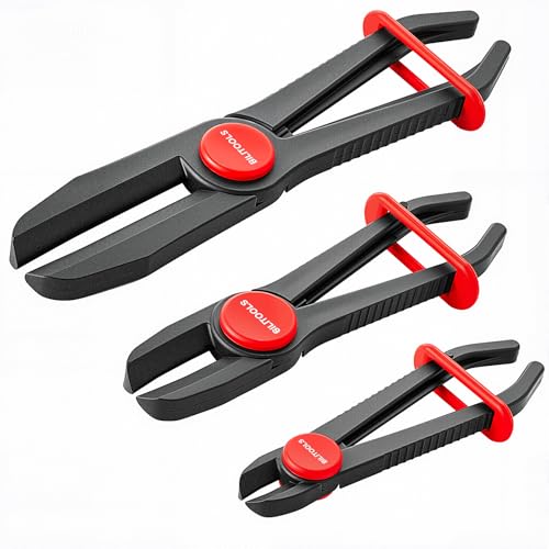 BILITOOLS 3pcs Hose Pinch Off Pliers Set, Straight Clamp Tool for Lines | 5.9/7.3/10" Sizes Plastic Pliers Set, Non-Damaging, Locking Grip, 160°c Heat-Resistant, for Fuel/Coolant/Brake/Vacuum Lines - size: 3-Piece, style: Straight