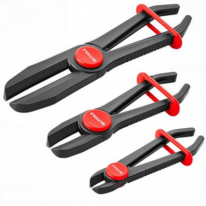 BILITOOLS 3pcs Hose Pinch Off Pliers Set, Straight Clamp Tool for Lines | 5.9/7.3/10" Sizes Plastic Pliers Set, Non-Damaging, Locking Grip, 160°c Heat-Resistant, for Fuel/Coolant/Brake/Vacuum Lines - size: 3-Piece, style: Straight