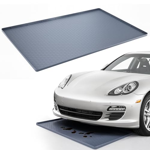 Oil Drain Pan for Under Car, Silicone Oil Drip Pan for Oil Change No Splatter Non-Slip Oil Catch Pan for Garage Floor Driveway Waterproof Durable Easy to Clean