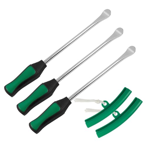 BELOMI Tire Spoons Lever Tool Set, Steel Professional Tire Changing Removal Kit with 1 Portable Bag + 3 Tire Spoons + 2 Rim Protectors, Tire Repair Tool for Motorcycle, Dirt Bike, Lawn Mower (Green) - color: Green
