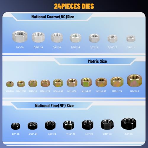49PCS Thread Chaser Set, Thread Repair Thread Chaser Kit Metric SAE Bolt Restorer File Nut Rethreader Automotive Wheel Stud Spark Plug Engine Bolt Holeson Standard Screw Threading UNC UNF