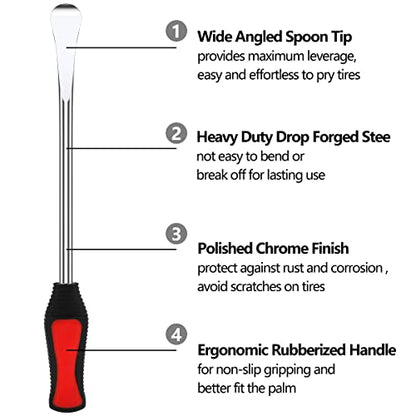 13Pcs Motorcycle Tyre Repair Tool Spoon Set with 3 Tire Levers Spoon & 2 Protective Sleeves & 6 Valve Core & Wrench Motorcycle Tire Tool Kit Motorbike Tire Changing Spoons Lever ZHAZHAMO