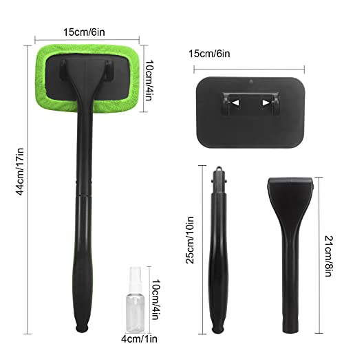 Car Windshield Cleaner Tool, Inside Windshield Cleaning Tool | with 4 Washable and Reusable Microfiber Pads, Auto Wiper Inside Compact Windshield Brush for Car & Home Windows