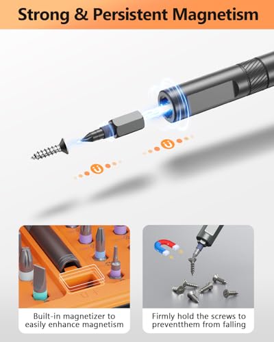 AMIR 42 in 1 Magnetic Screwdriver Set, Ratchet Screwdriver Set with Multi Bit, DIY Repair Tool Kit with Versatile T Handle for Furniture, Computer, Bicycle, Electronic Repair - color: Orange