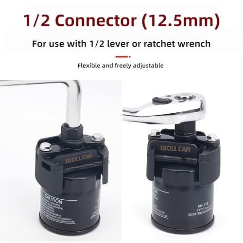 Oil Filter Wrench 60-80mm, Adjustable Oil Filter Removal Tool, Self-Locking Cr-V Steel Filter Wrench, Fits 1/2-Inch Drive Ratchets, for Cars SUVs Trucks and Vans