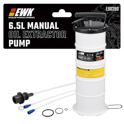 EWK 6.5L Manual Oil Extractor Pump for Oil Change, Fluid Evacuators for Cars, Boats, Jet Skies, Lawnmowers | Fast Oil Removal, Less Pumping - size: 6.5L