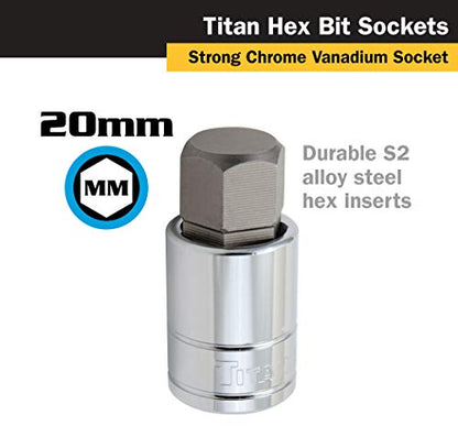 Titan 15620 1/2-Inch Drive x 20mm Hex Bit Socket - size: 20mm