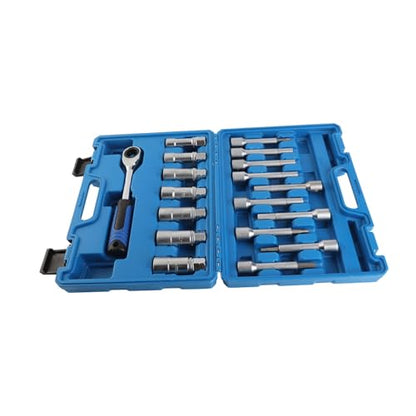 18pcs Shock Absorber Strut Nut Removal Socket Kit, Professional Universal Car Repair Tool, CR - V Steel Strut Disassembly Set with PVC Grip, for Sedan SUV Truck Suspension Maintena