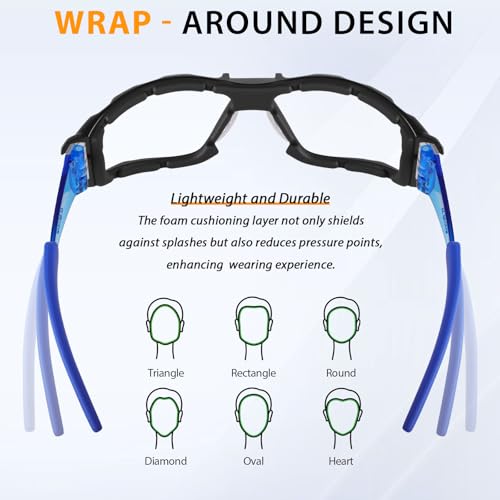 Safety Glasses for Men and Women, Anti-Fog UV Protection, Clear Lens Eye Protection Glasses Impact Resistant - color: 6pack-clear