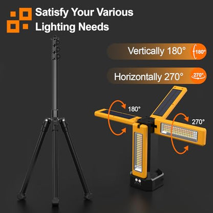 iodoo 13200mAh Rechargeable Solar Work Light,IPX4 Waterproof with Folding Stand Support and Portable Carrying Bag, 8000 Lumen Stepless Dimmable, 4 Lighting Modes, White/Warm/Warm White (Standard) - size: Orange(Standard)