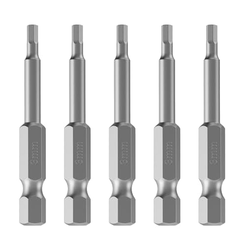 5 Pcs H3 S2 Steel Hex Bit, 3mm, 50mm Length, 1/4" Shank | Magnetic Hex Allen Wrench Screwdriver Bit, 1/4" Hex Shank, Impact Driver Bit for Furniture, Auto Repair & DIY - size: H3, style: 50mm