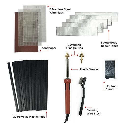 JOUNJIP Standard Plastic Welding Repair Kit UL-Certified Plastic Welder 80W | Repairs Car Bumpers, Kayaks, Plastic Tanks & Headlight Tabs; Includes 20 Welding Rods; Heats to 525°F - style: Standard Kit