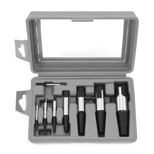 QWORK 8 Pieces Broken Water Pipe Extractor Set - Alloy Steel Screw Extractors, Damaged Screw Bolts Removal