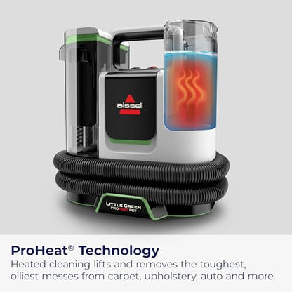 BISSELL Little Green ProHeat Pet Portable Deep Cleaner, 3969 | Heated cleaning technology; Pet Pro Oxy Triple Action Formula included; self-cleaning tough stain tool - style: Little Green ProHeat
