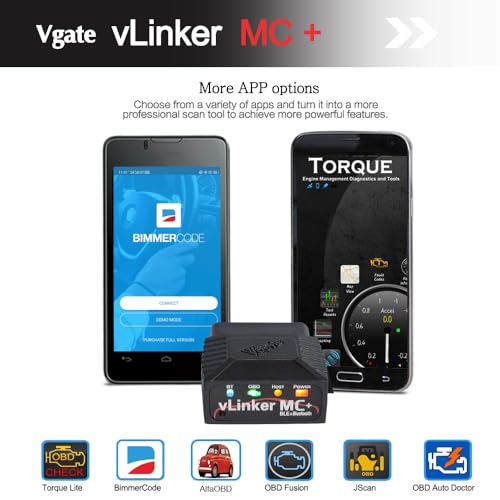 Vgate vLinker MC+ Bluetooth OBD2 Car Diagnostic Scan Tool for iOS, Android, Windows - size: vLinker MC+ BLE4.0 - Android, iOS & Windows