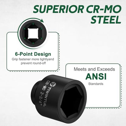 2-3/4" Impact Socket 1" Drive, 6 Point Design, CR-MO for Mining | ANSI Certified, Big Jumbo Socket 1 Inch Drive for Pipeline, Industrial Equipment & Heavy-Duty Maintenance - size: 2-3/4"(1 PCS)