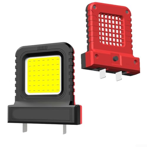 2PCS LED Inspection Lantern 14W Portable Work Light for Compatible for 20V 21V Power Tool Batteries Adjustable Socket Compact Flood Lamp for Camping and Jobsite(Black+red)
