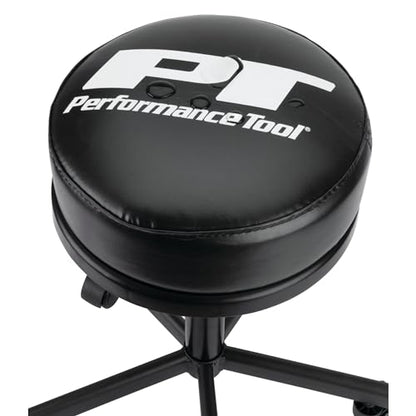 Performance Tool W85033 Extra-Thick Big Top Pneumatic Rolling Shop Stool for Mechanic Garages and Workshops, Black, 19x19x18.5-Inches - style: Pneumatic Rolling Shop Stool