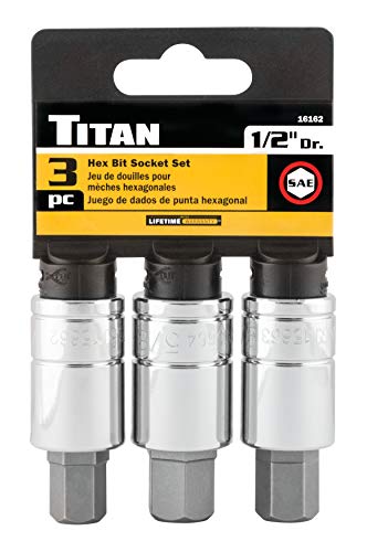 Titan Tools 16162 1/2-Inch Drive 3-Piece SAE Large Hex Bit Socket Set - size: 1/2-Inch Dr. SAE 3-Piece