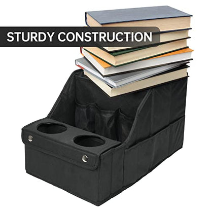 MULISOFT Car Seat Organizer- Backseat Car Organizer with 11 Storages Compartments and 2 Cup Holders, Organizers and Storage, Front Seat for Travel Kids,Black | Made from durable Oxford fabric with a waterproof surface, anti-slip buckles, and a foldable de
