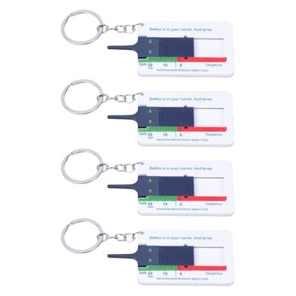 Professional Tire Treads Depth Gauges 0 to 20mm Slider Tool with Keychains Attachment ABS for Auto Motorcycle Maintenanc