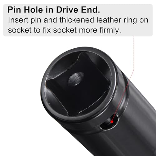 HARFINGTON Deep 6-Point Impact Socket 1/2" Drive 15mm Metric Socket 3" Length with 1/4" Hex Shank Adapter, CR-V Steel Socket Adapter Accessory Tool Set Kit for Hex Bolts Nuts - size: 15mm