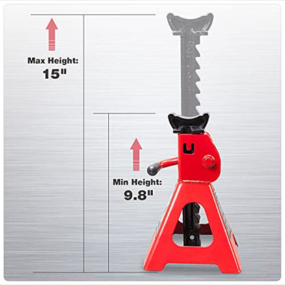 Jack Boss Floor Jack 3 Ton Capacity Fast Lift Service Jack Steel Heavy Duty Hydraulic Car Jack and Jack Stands Low Profile 2 Ton(4400 LBs) Lifting Car Stand, Fit Use for Cars Automotive Seda